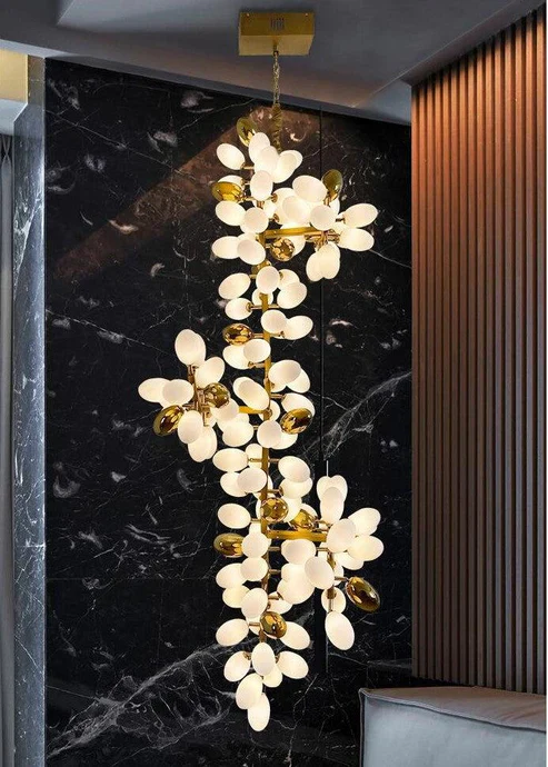 Large Branch Copper Chandelier with Grape Shape Bulbs Unique and Creative Light Fixture for Staircase/ Duplex/ High Ceiling Living Room/ Restaurant - Image 8