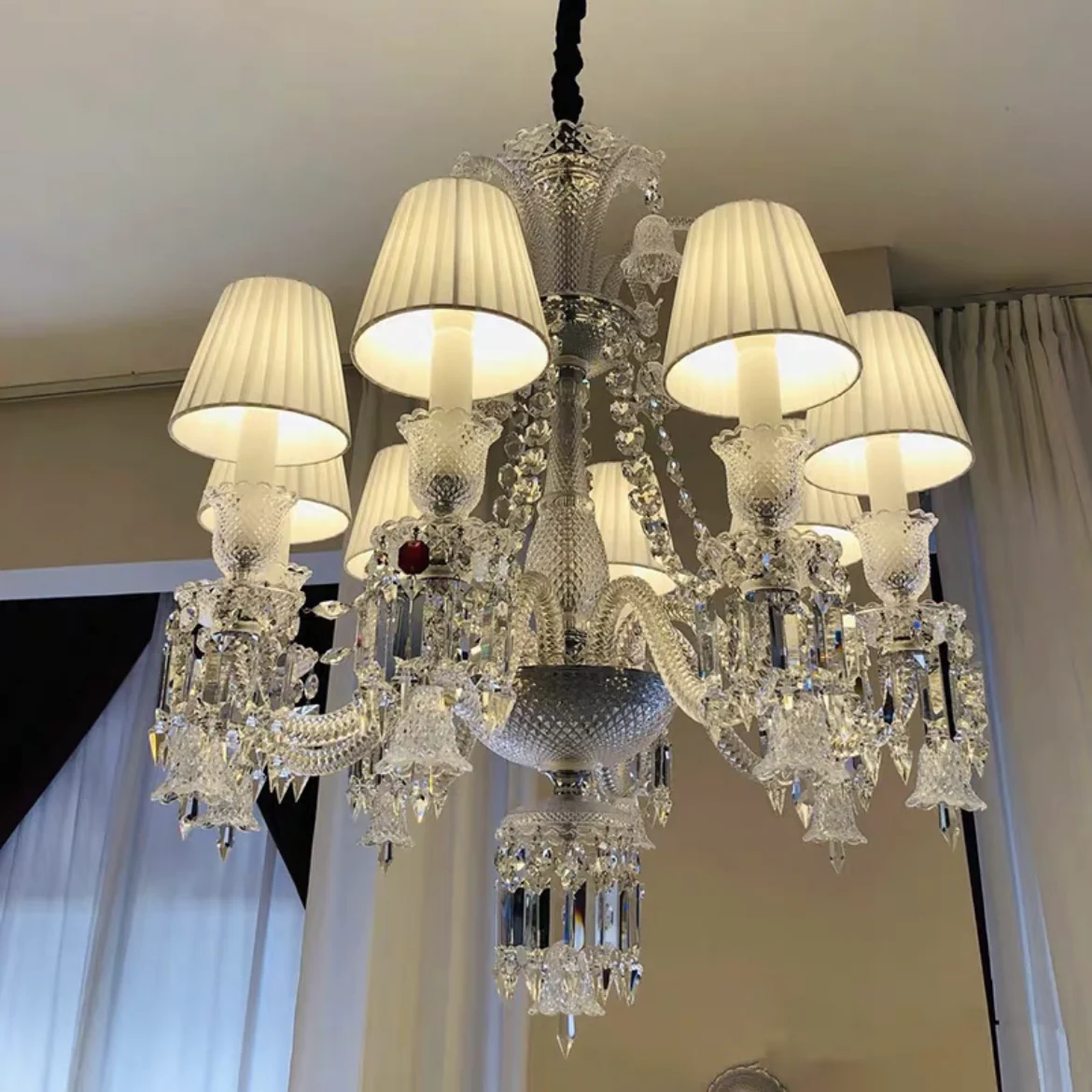 Light Luxury Classic Short Version Tiered Candle Light Crystal Chandelier for High-ceiling Rooms/Living Room - Image 2