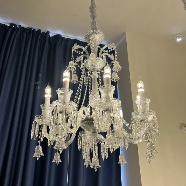 Light Luxury Classic Short Version Tiered Candle Light Crystal Chandelier for High-ceiling Rooms/Living Room - Image 3