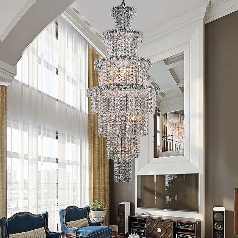 Large Multi-pieces Crystal Chandelier Stylish Ceiling Light Fixture For Foyer Living Room Staircase - Image 4