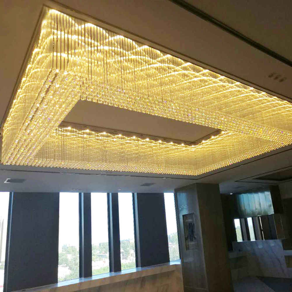 Large square golden crystal chandelier - Image 5