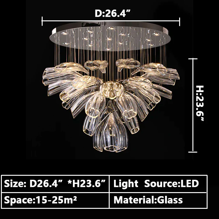 Light Luxury Art Design Petal-like Glass Chandeliers - Image 16