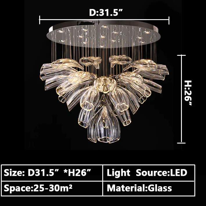 Light Luxury Art Design Petal-like Glass Chandeliers - Image 17