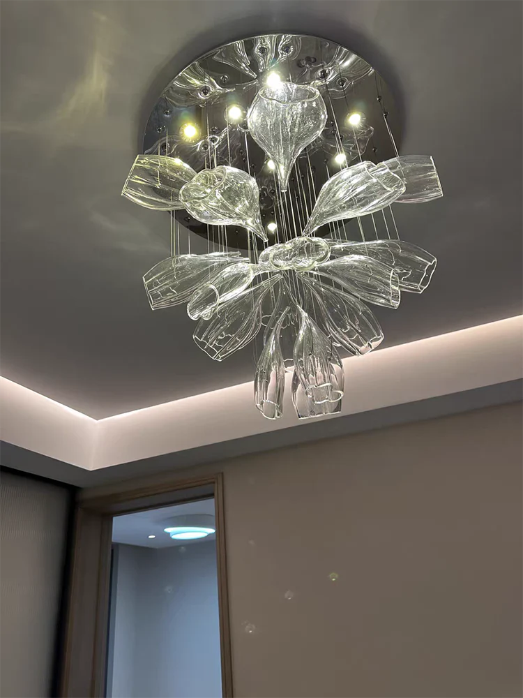 Light Luxury Art Design Petal-like Glass Chandeliers - Image 7