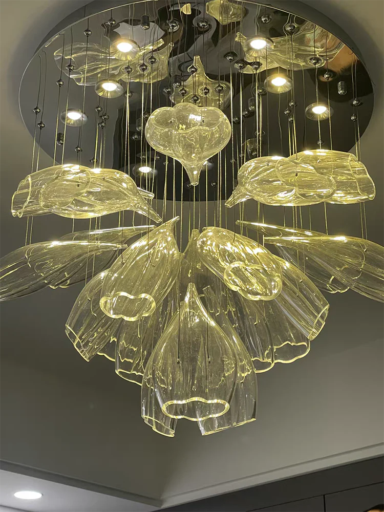 Light Luxury Art Design Petal-like Glass Chandeliers - Image 8