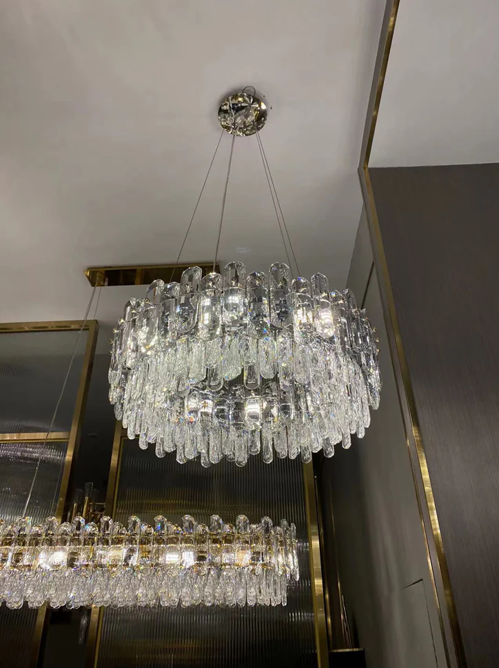 Light Luxury Round/Rectangular Clear Crystal Chandelier in Champagne Gold/Chrome Finish for Living/Dining Room/Bedroom - Image 16