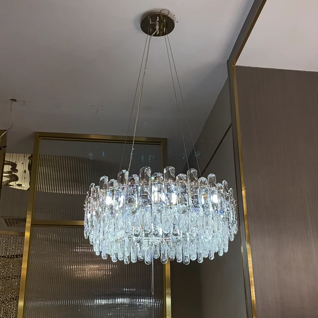 Light Luxury Round/Rectangular Clear Crystal Chandelier in Champagne Gold/Chrome Finish for Living/Dining Room/Bedroom - Image 3