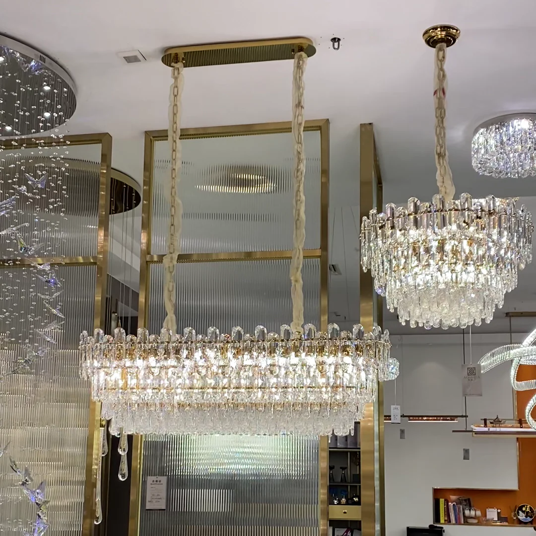 Light Luxury Round/Rectangular Clear Crystal Chandelier in Champagne Gold/Chrome Finish for Living/Dining Room/Bedroom - Image 4