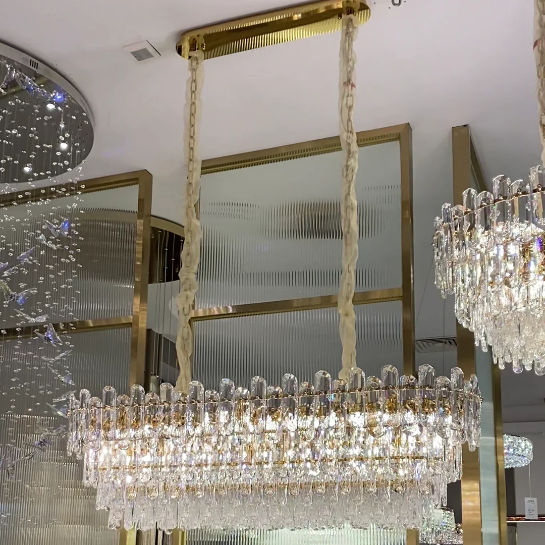 Light Luxury Round/Rectangular Clear Crystal Chandelier in Champagne Gold/Chrome Finish for Living/Dining Room/Bedroom - Image 5