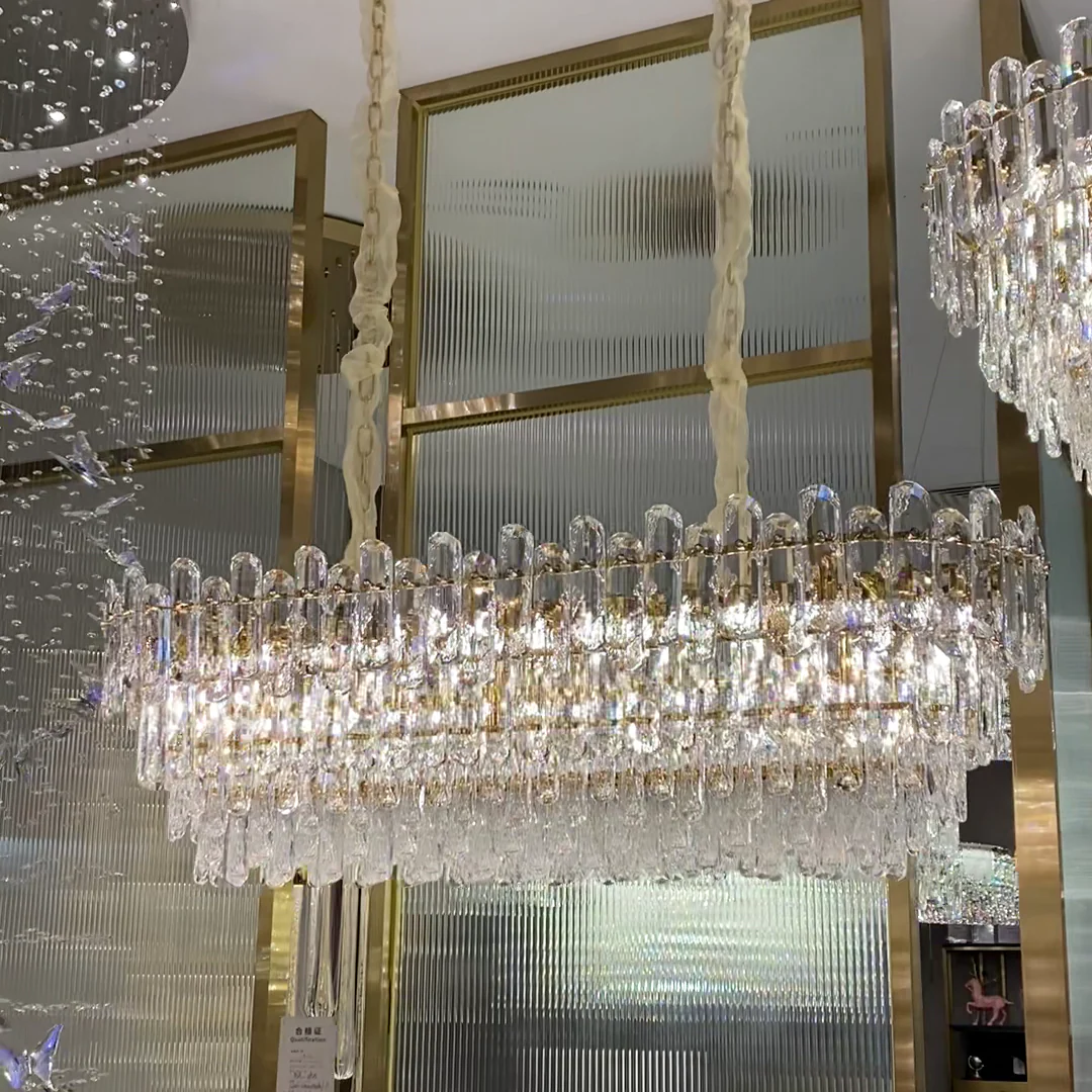 Light Luxury Round/Rectangular Clear Crystal Chandelier in Champagne Gold/Chrome Finish for Living/Dining Room/Bedroom - Image 6