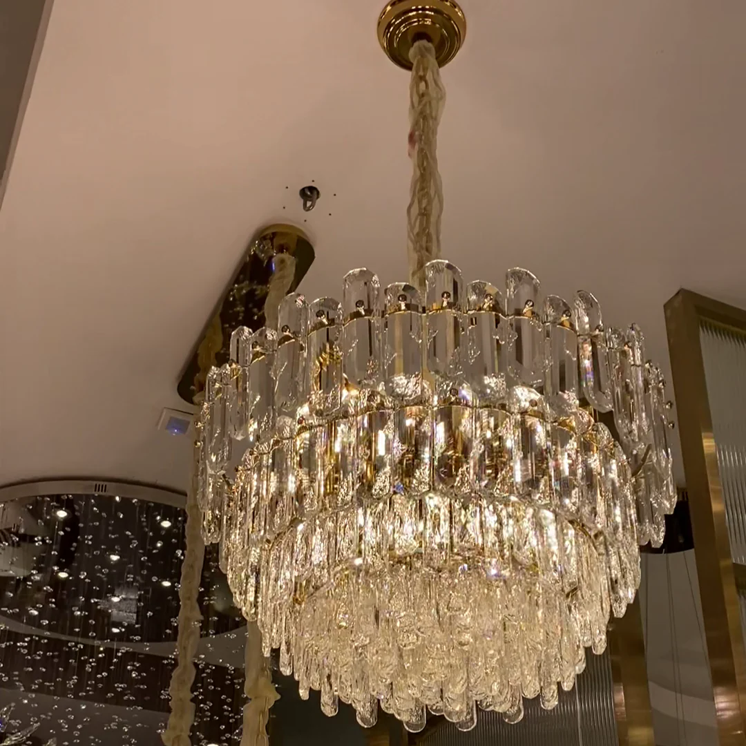 Light Luxury Round/Rectangular Clear Crystal Chandelier in Champagne Gold/Chrome Finish for Living/Dining Room/Bedroom - Image 7