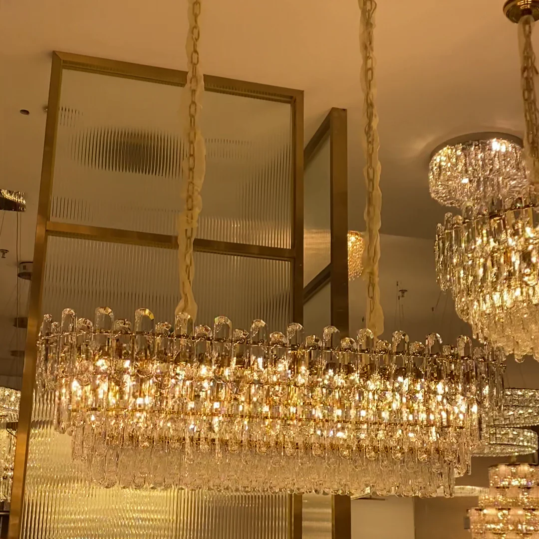 Light Luxury Round/Rectangular Clear Crystal Chandelier in Champagne Gold/Chrome Finish for Living/Dining Room/Bedroom - Image 9