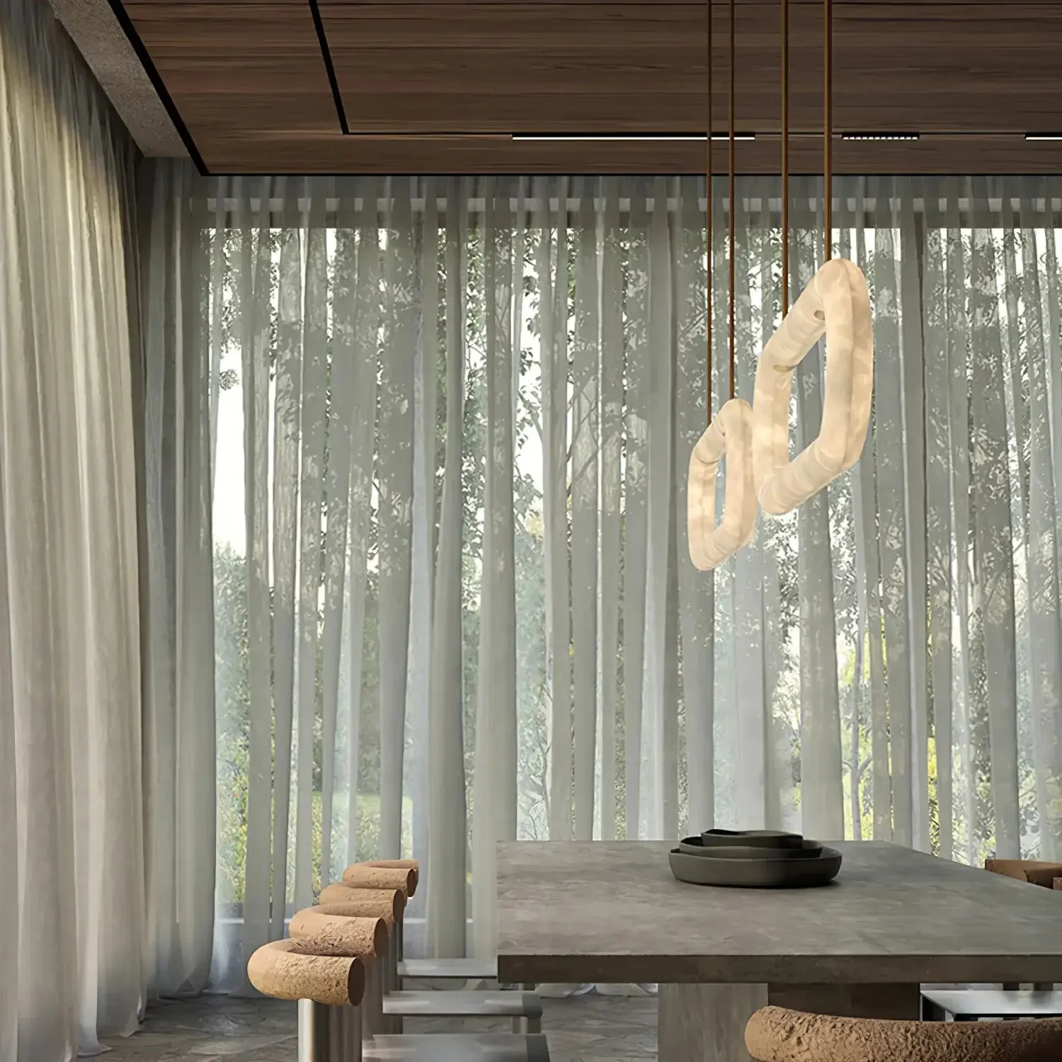 Merlin Lamps Circle Alabaster Chandelier - Image 13