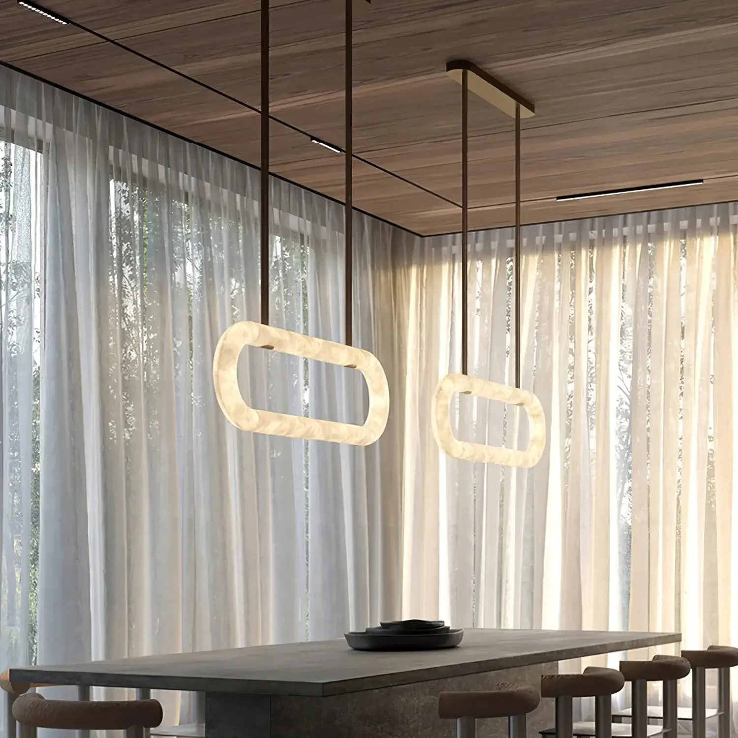 Merlin Lamps Circle Alabaster Chandelier - Image 15