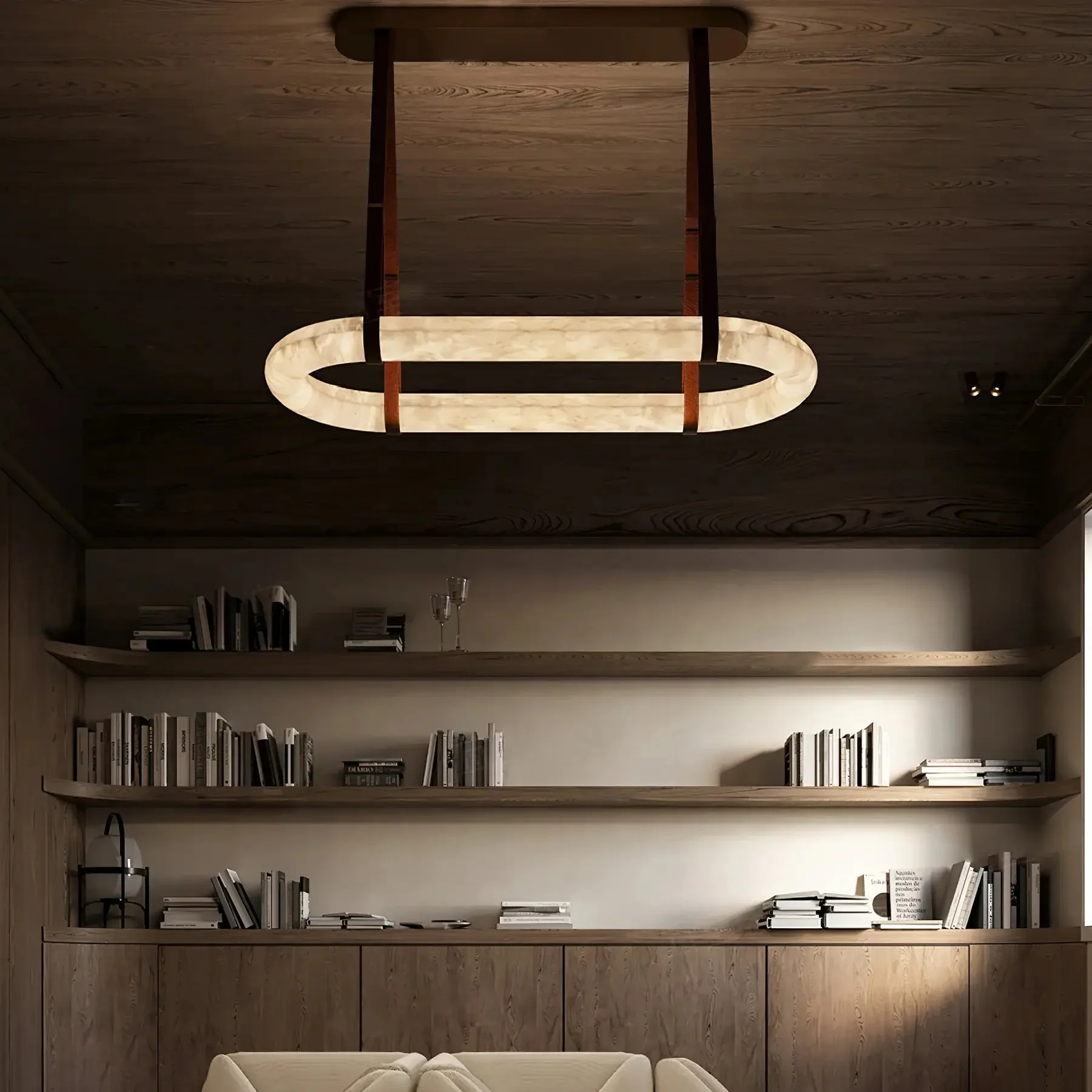 Merlin Lamps Circle Alabaster Chandelier - Image 2