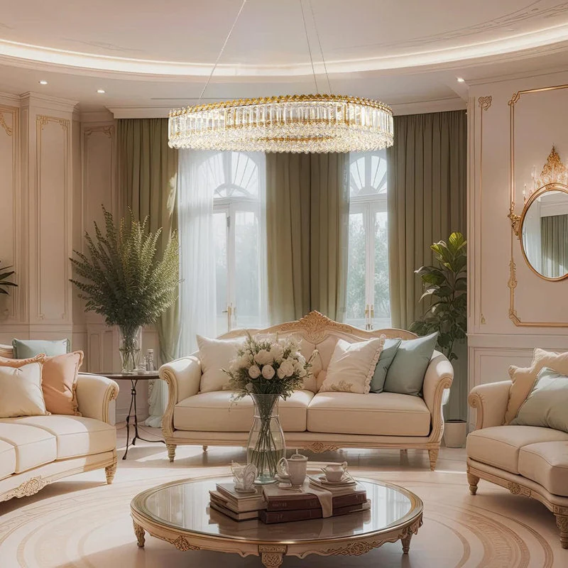 Lohan 31.5" Modern LED Crystal Chandelier: Dazzling, Adjustable, Gold-Finished, for Dining & Living Spaces - Image 3
