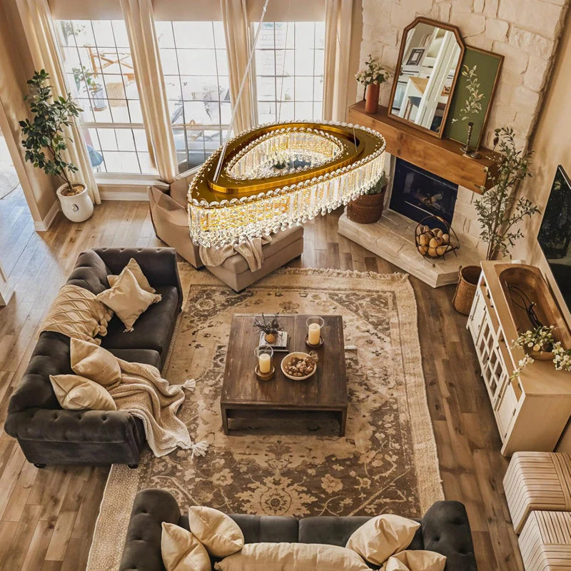 Lohan 31.5" Modern LED Crystal Chandelier: Dazzling, Adjustable, Gold-Finished, for Dining & Living Spaces - Image 5