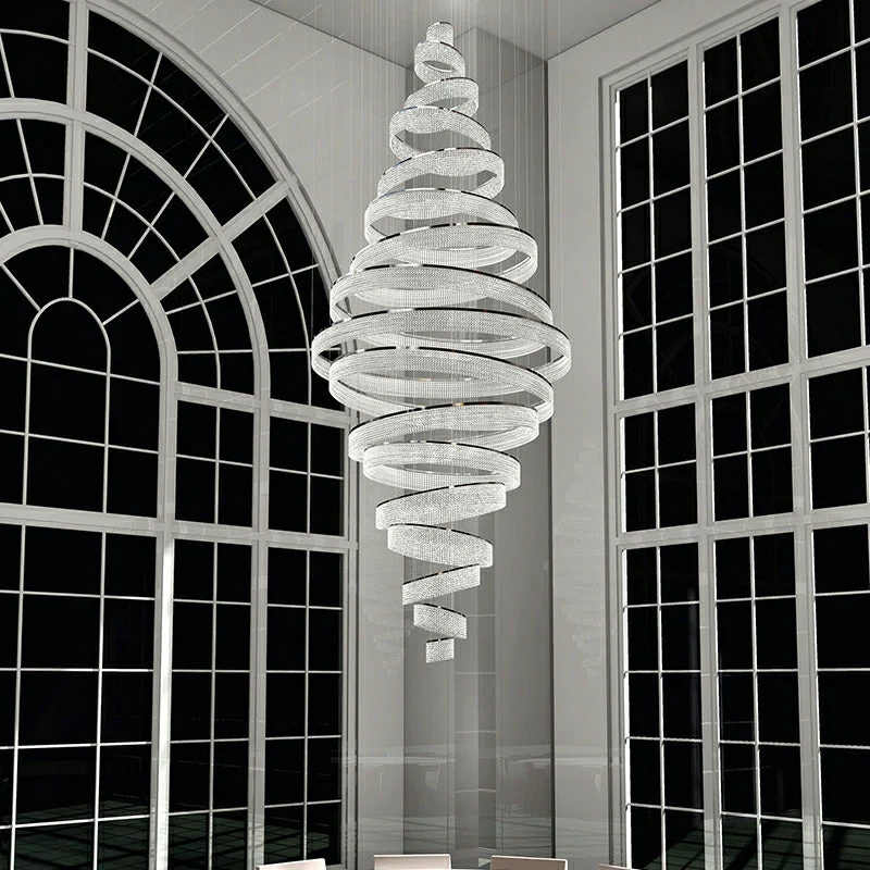 Long Crystal Tassel Rings Chandelier Extra Large Living Room Staircase High Ceiling Lighting Fixture - Image 4