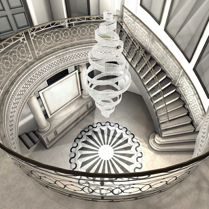 Long Crystal Tassel Rings Chandelier Extra Large Living Room Staircase High Ceiling Lighting Fixture - Image 2