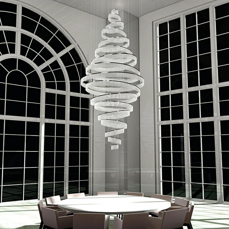 Long Crystal Tassel Rings Chandelier Extra Large Living Room Staircase High Ceiling Lighting Fixture - Image 4