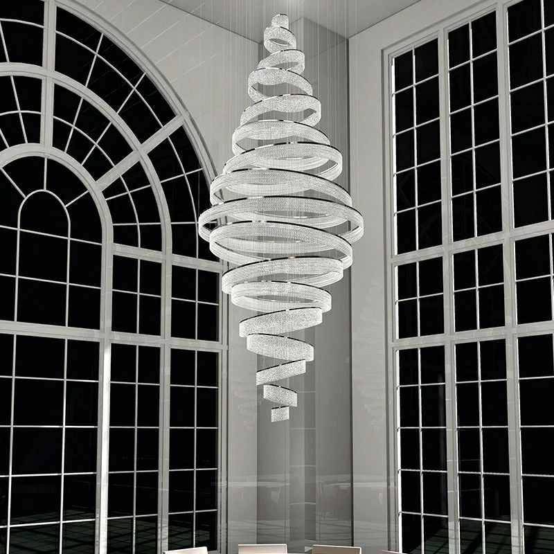 Long Crystal Tassel Rings Chandelier Extra Large Living Room Staircase High Ceiling Lighting Fixture - Image 5