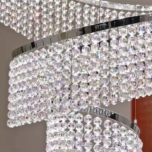 Long Crystal Tassel Rings Chandelier Extra Large Living Room Staircase High Ceiling Lighting Fixture - Image 7