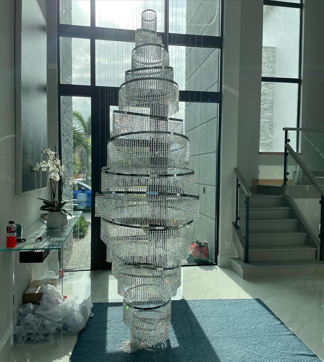 Long Crystal Tassel Rings Chandelier Extra Large Living Room Staircase High Ceiling Lighting Fixture - Image 9