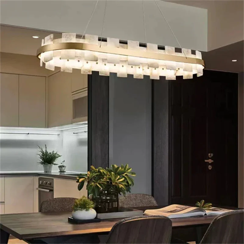 Merlin Anita Modern Round Alabaster Chandelier For Living Room - Image 3