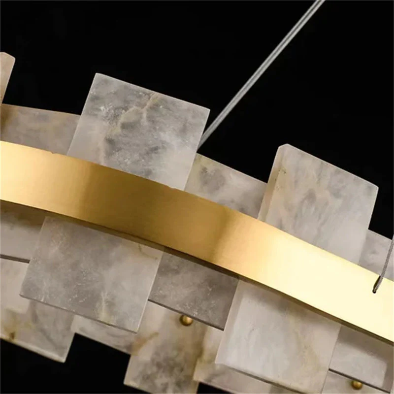 Merlin Anita Modern Round Alabaster Chandelier For Living Room - Image 5