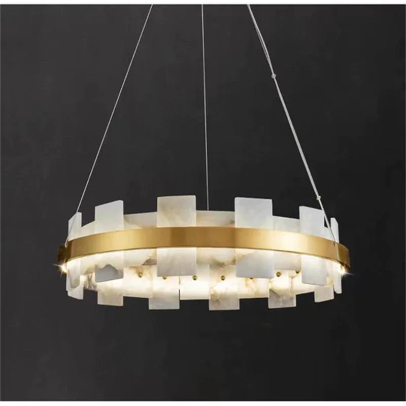 Merlin Anita Modern Round Alabaster Chandelier For Living Room - Image 6