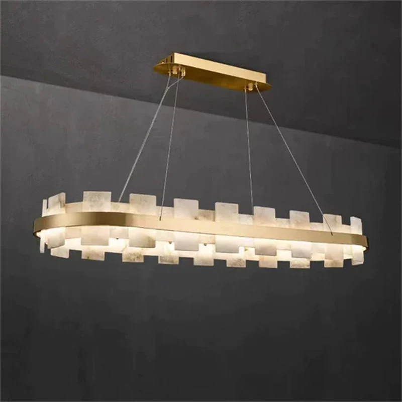 Merlin Anita Modern Round Alabaster Chandelier For Living Room - Image 7