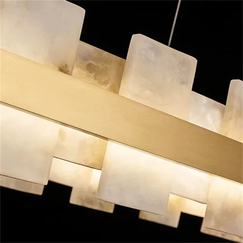 Merlin Anita Modern Round Alabaster Chandelier For Living Room - Image 8