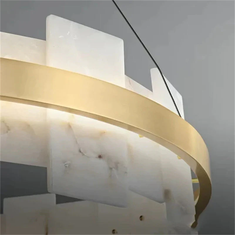 Merlin Anita Modern Round Alabaster Chandelier For Living Room - Image 9