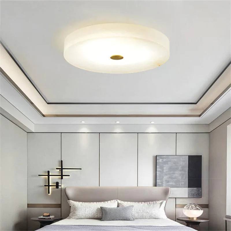 Merlin Modern Round Alabaster Flush Mounted chandelier - Image 3
