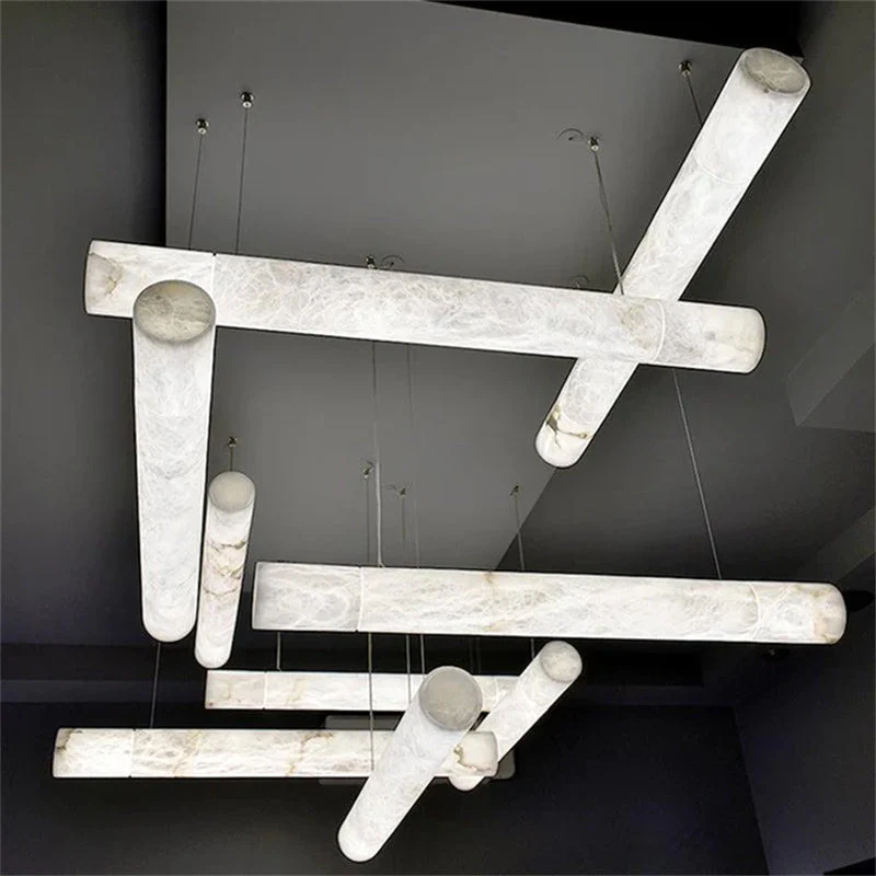 Merlin Avis Alabaster Linear Pendant Light Over Kitchen Island - Image 4