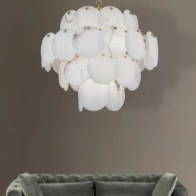 Merlin Celestia Modern Round Alabaster Chandelier Light, Luxurious Round Chandelier - Image 3