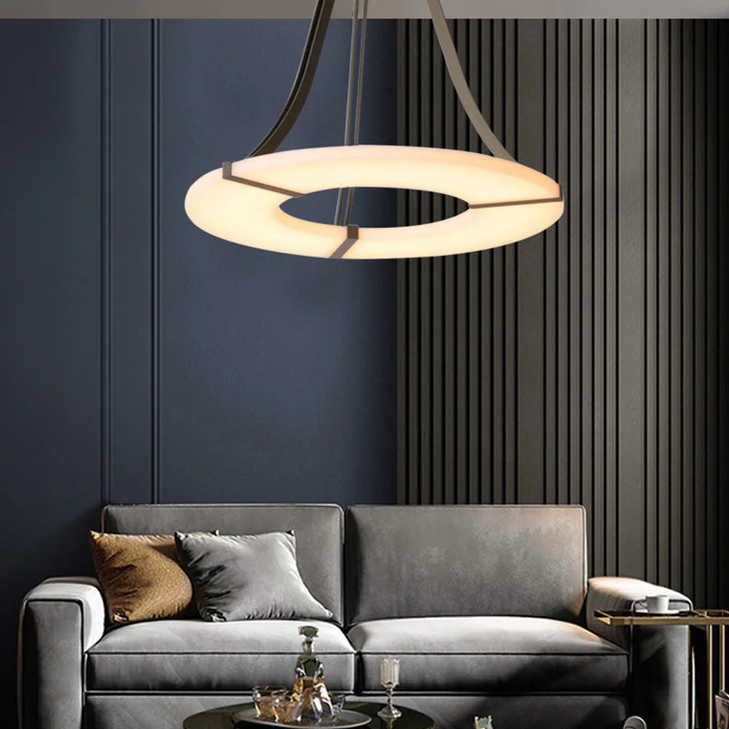 Merlin Madge Round Alabaster Plate Chandelier,  Illumination Lamps - Image 5