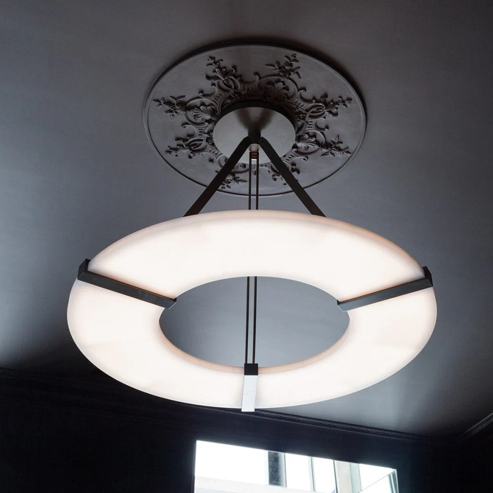 Merlin Madge Round Alabaster Plate Chandelier,  Illumination Lamps - Image 8