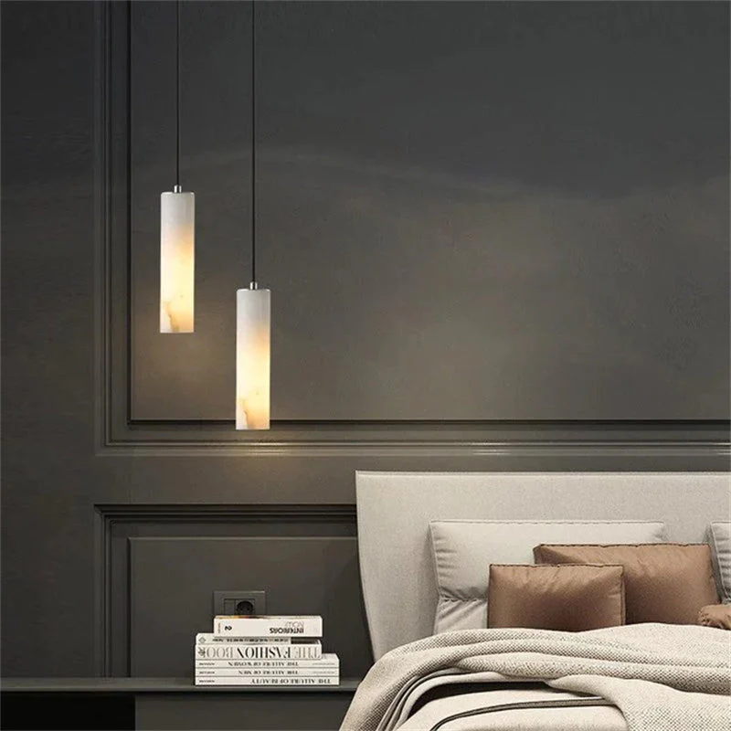 Merlin Eudora Alabaster Modern Pendant Light For Foyer And Staircase Area - Image 2