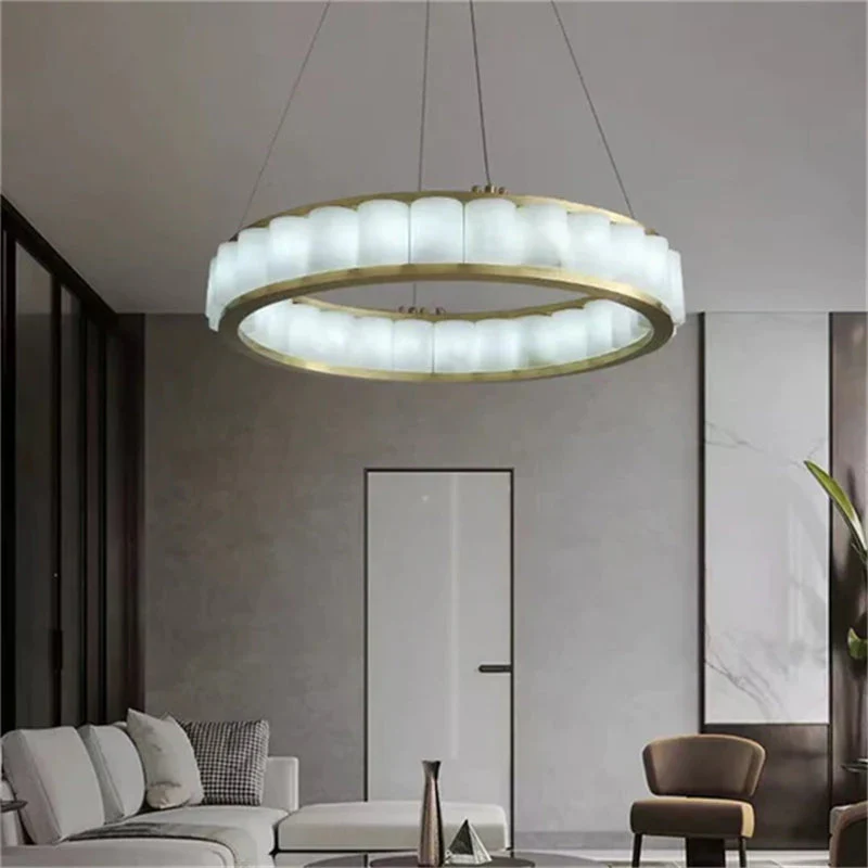 Merlin Gina Alabaster Circle Round Pendent Light, Galaxy Pendant Light - Image 3