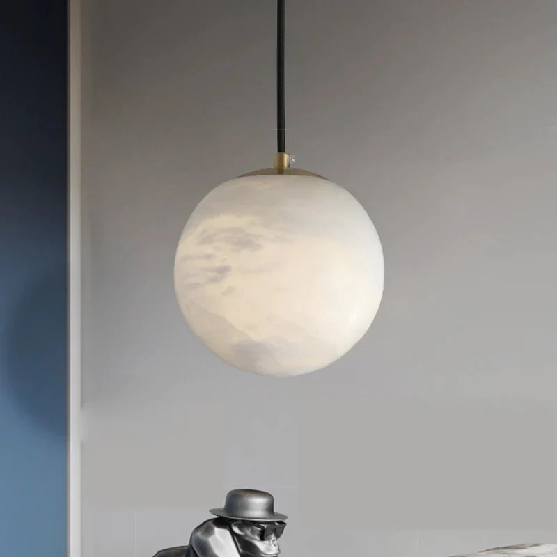Merlin Hansa Alabaster Ball Pendant Light, Island Mini Pendant Light - Image 2