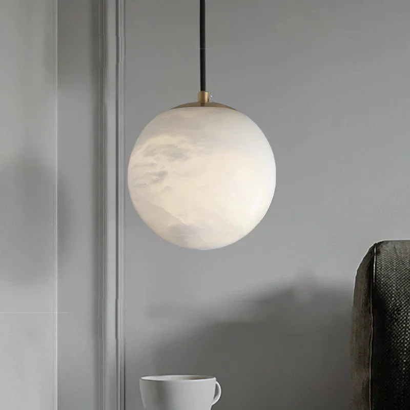 Merlin Hansa Alabaster Ball Pendant Light, Island Mini Pendant Light - Image 6
