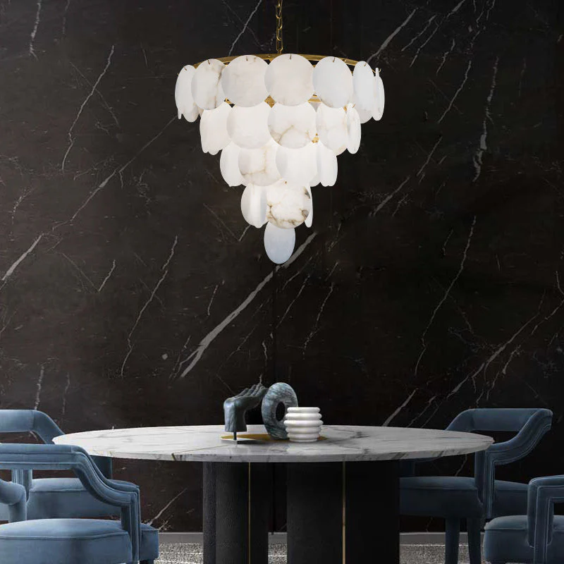 Merlin Aurora Round Chandelier Alabaster for Living Room Dining Table - Image 3