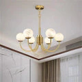 Merlin Modern Luxury Alabaster Chandelier, Pendant Brass Chandelier - Image 3