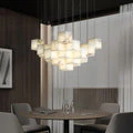 Merlin Modern Luxury Alabaster Cubic Round Pendant For Dining Table, Staircase - Image 3