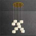 Merlin Modern Luxury Alabaster Cubic Round Pendant For Dining Table, Staircase - Image 7