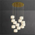 Merlin Modern Luxury Alabaster Cubic Round Pendant For Dining Table, Staircase - Image 8