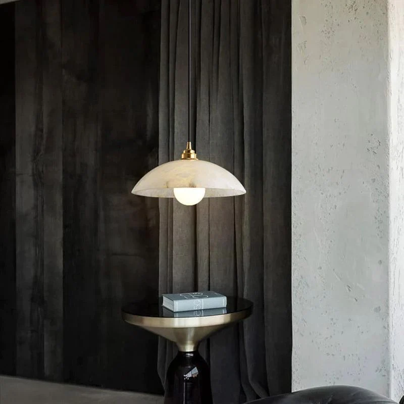 Merlin Mona Alabaster Dome Pendant Light, Cord Adjustable Hanging Lights - Image 4