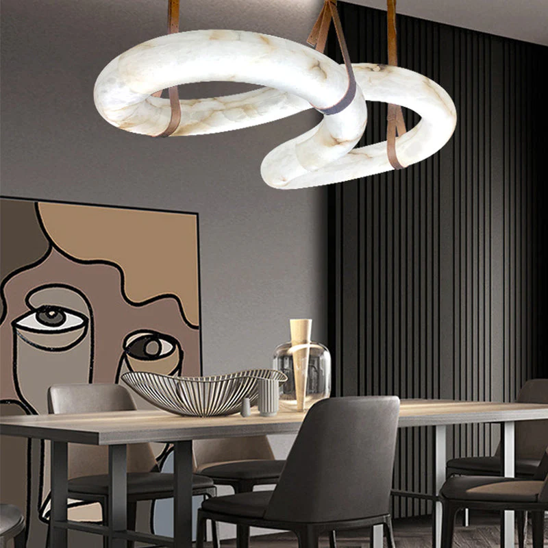 Merlin Beverly Designer Contemporary Alabaster Chandelier for Living Room - Image 3