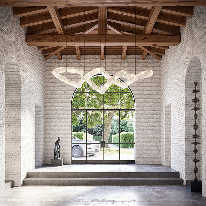 Merlin Scarlett Designer Alabaster Pendant Light, Modern Luxury Inspired Chandelier - Image 3